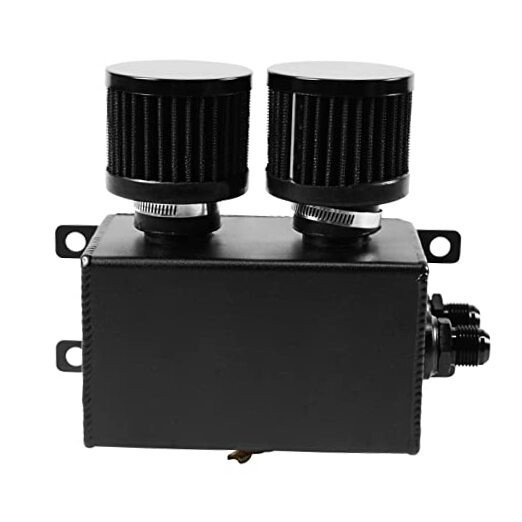 Universal Aluminum AN10 1.2L Twin Baffle Dual Filter Engine Oil Catch Can Black