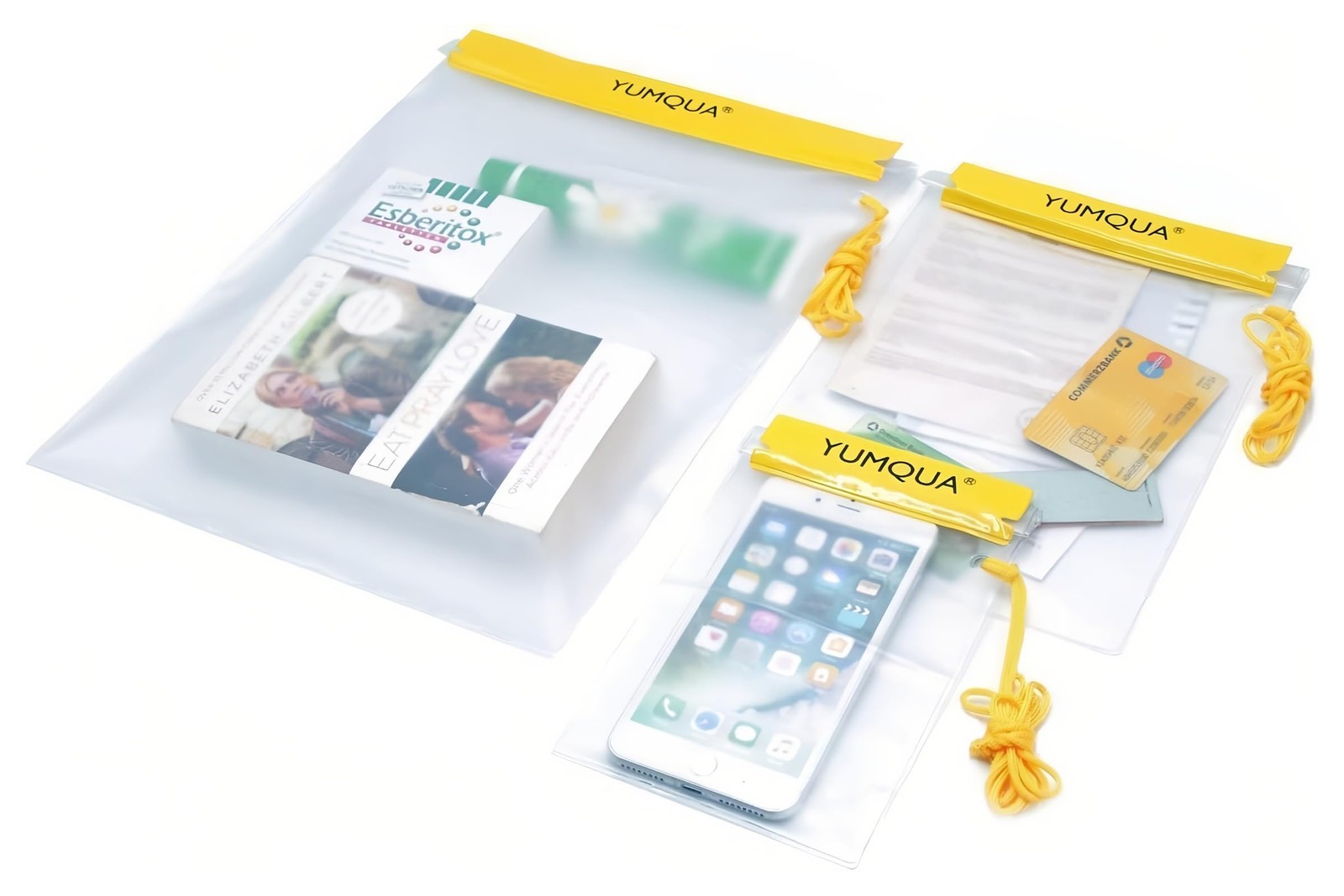 YUMQUA Clear Waterproof Bags, Water Tight Cases Small, Medium, Large, Yellow