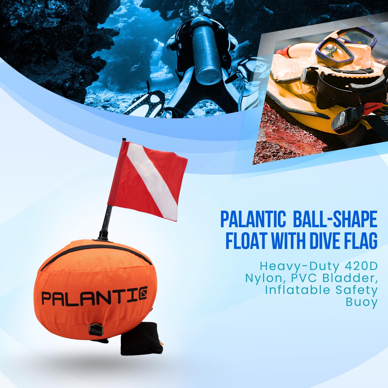 Scuba Choice Palantic Scuba Diving Spearfishing Nylon Ball Shape Float with Dive