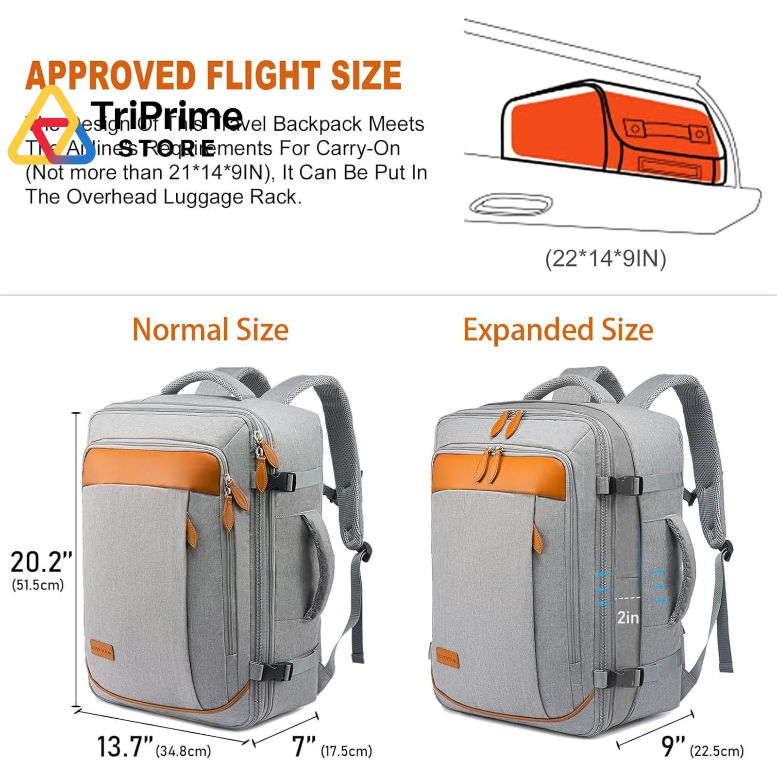 LOVEVOOK Carry on Backpack, 45L Extra Large Travel Backpack for X-Large, Grey