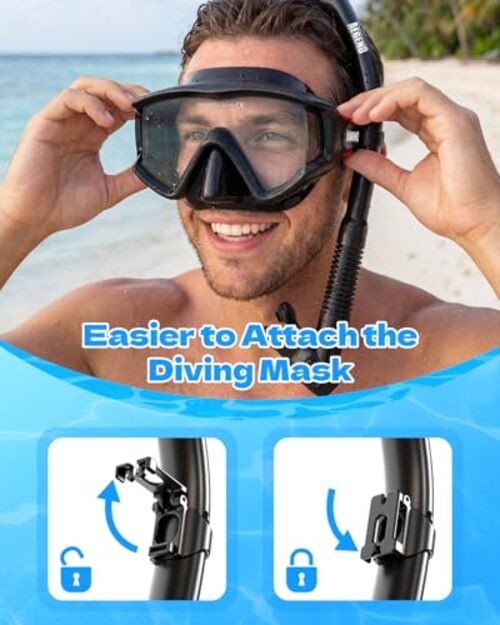 Snorkeling Gear for Adult Men Women: Diving Mask with Dry Snorkel Carbon Black