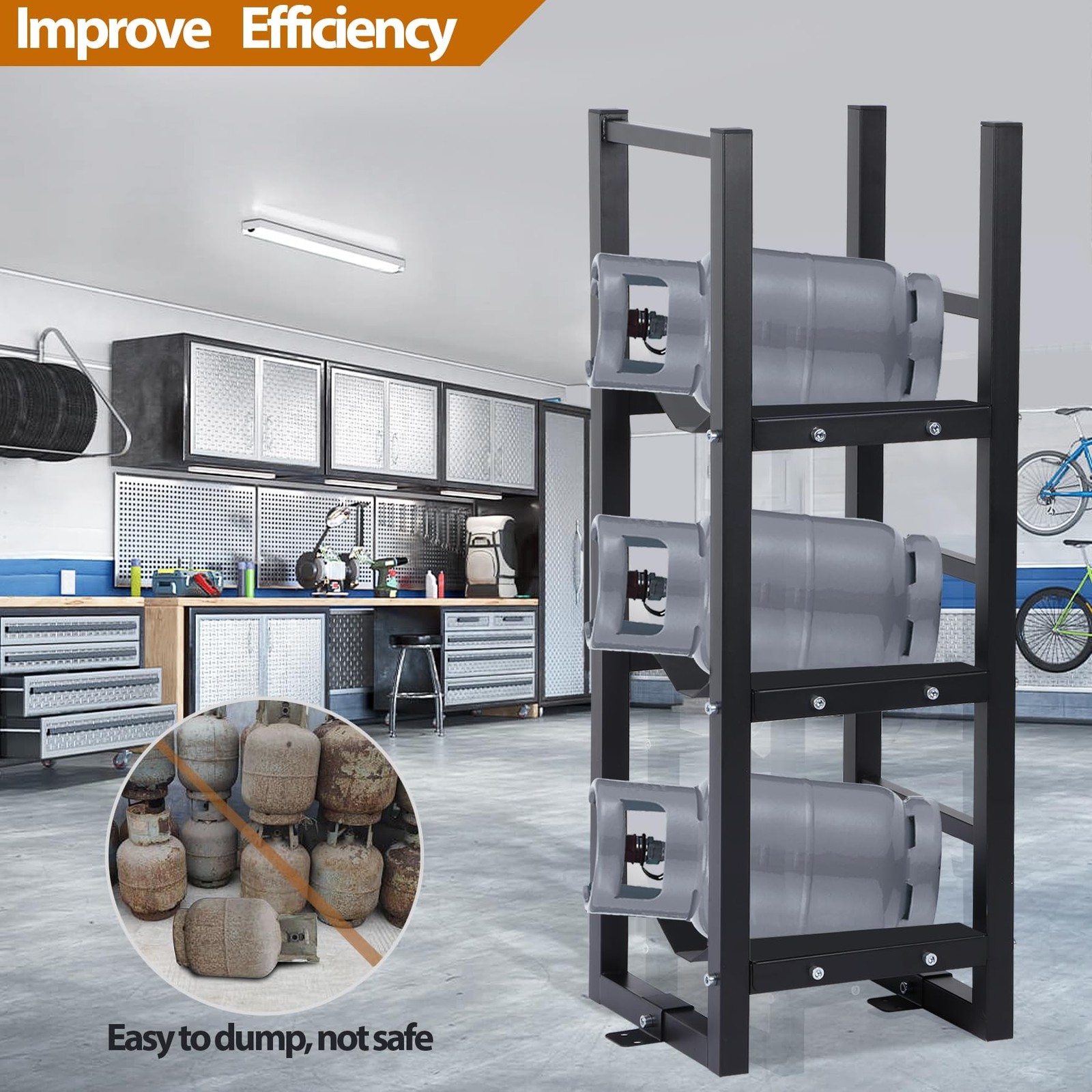 Refrigerant Tank Rack 3x30lb, Stable Refrigerant Cylinder Tank Rack… Fast Ship