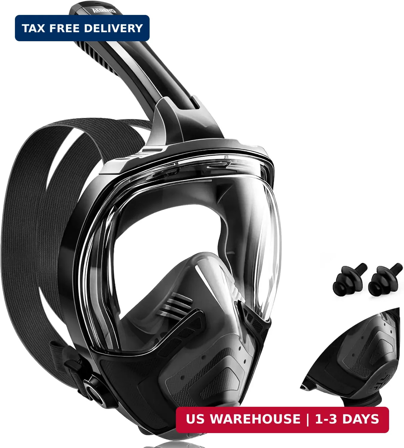 Aegend Full Face Snorkel Mask for Adults Youth, Snorkeling Gear with Emergency R