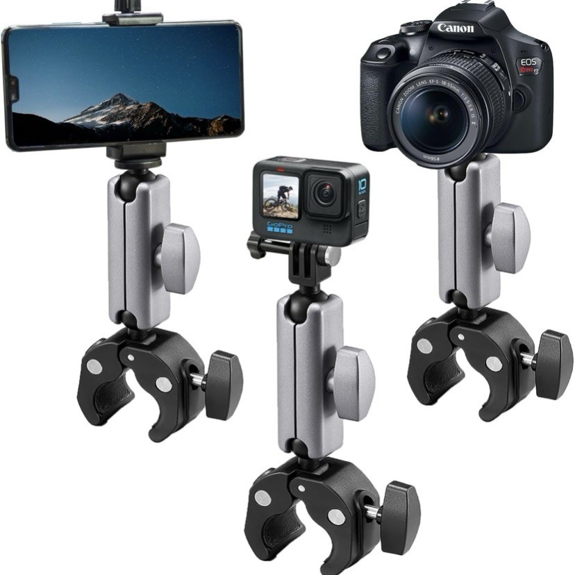 Suptig Motorcycle Camera Mount Clamp Super Pole for Phone Gopro Hero Black