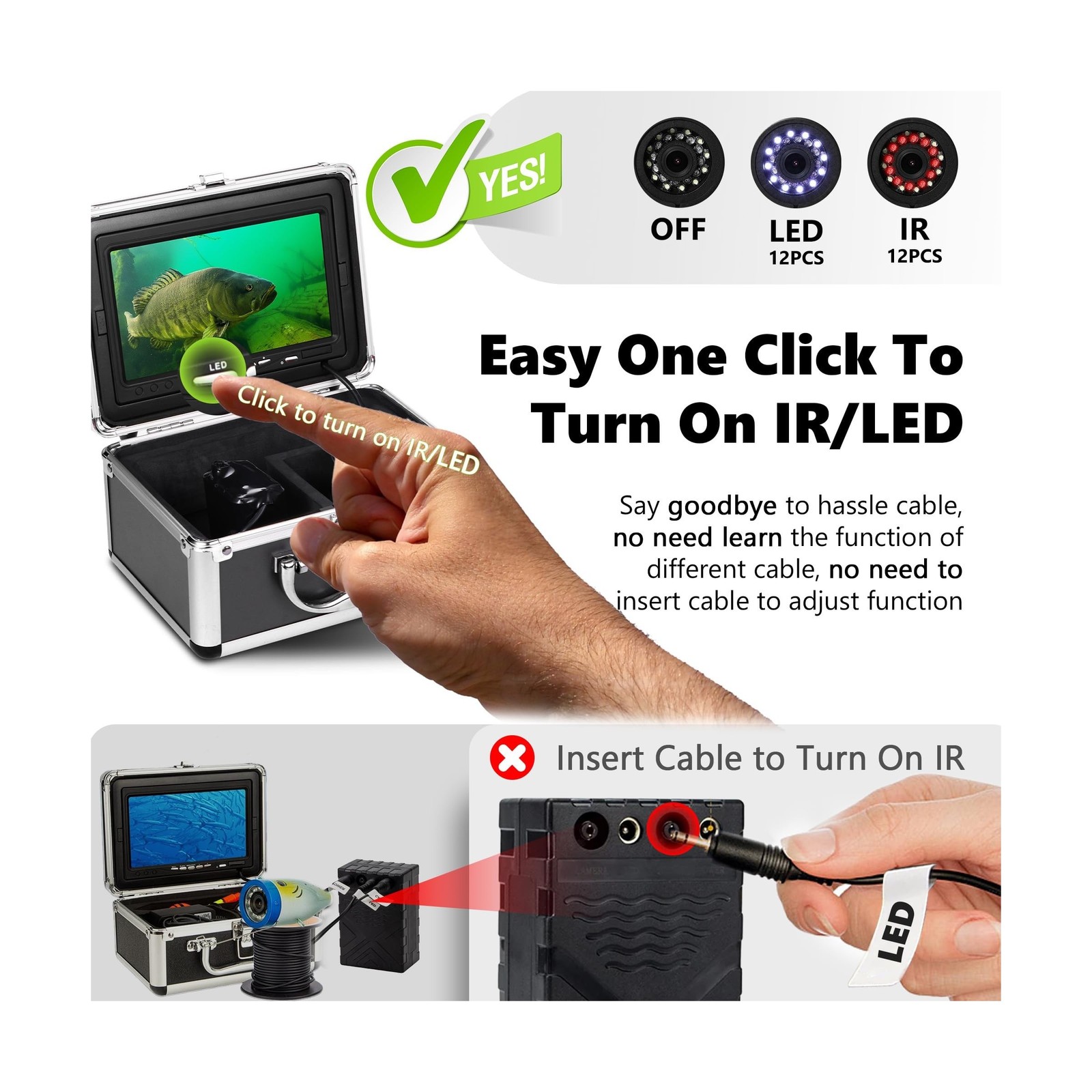 [FishPRO® 2026 Upgrade] Underwater Fishing Camera 1200TVL, 7» Ice Fishing