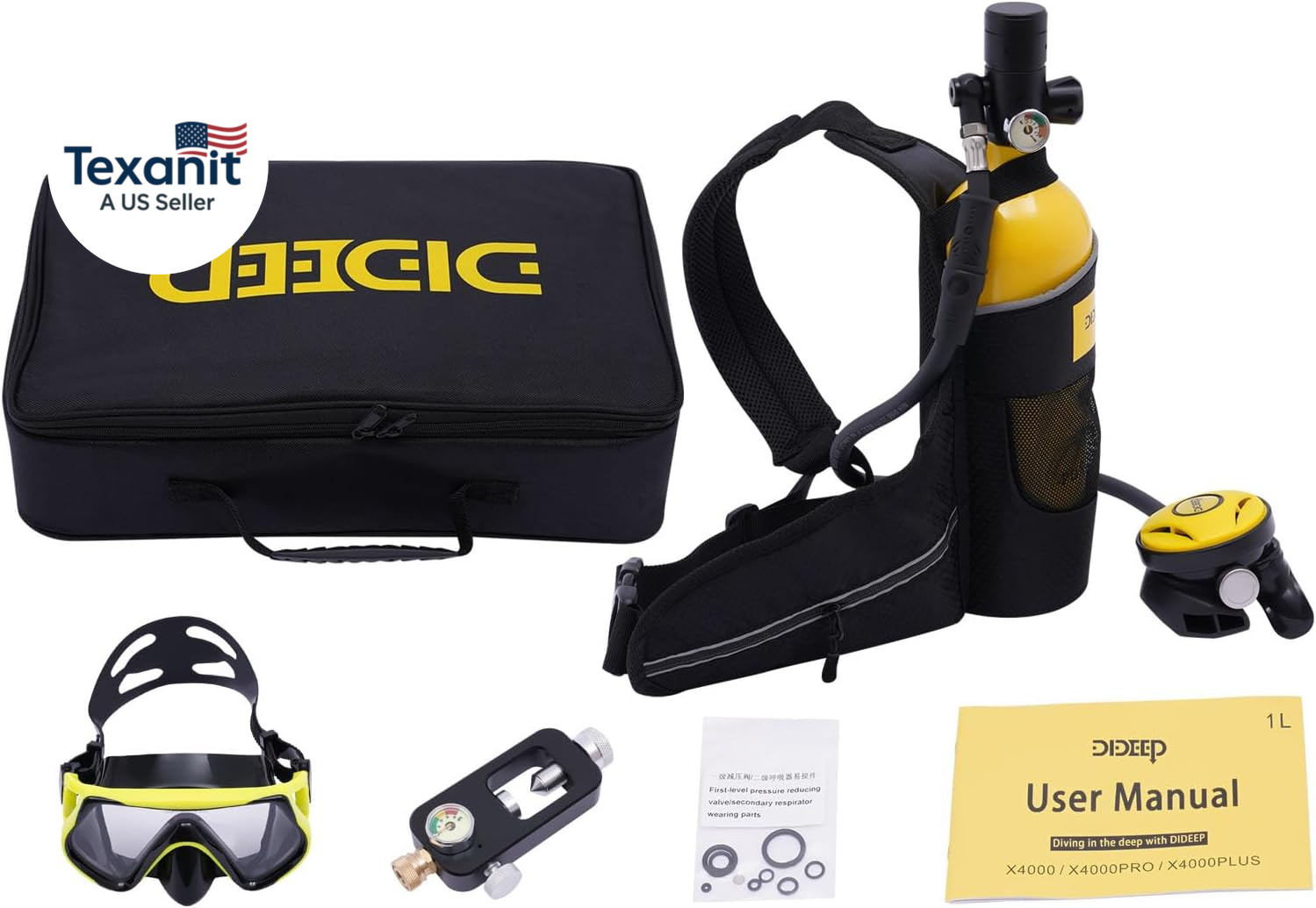 1L Scuba Diving Tank,Mini Diving Tank 15-20 Min Underwater Breath Device Portabl