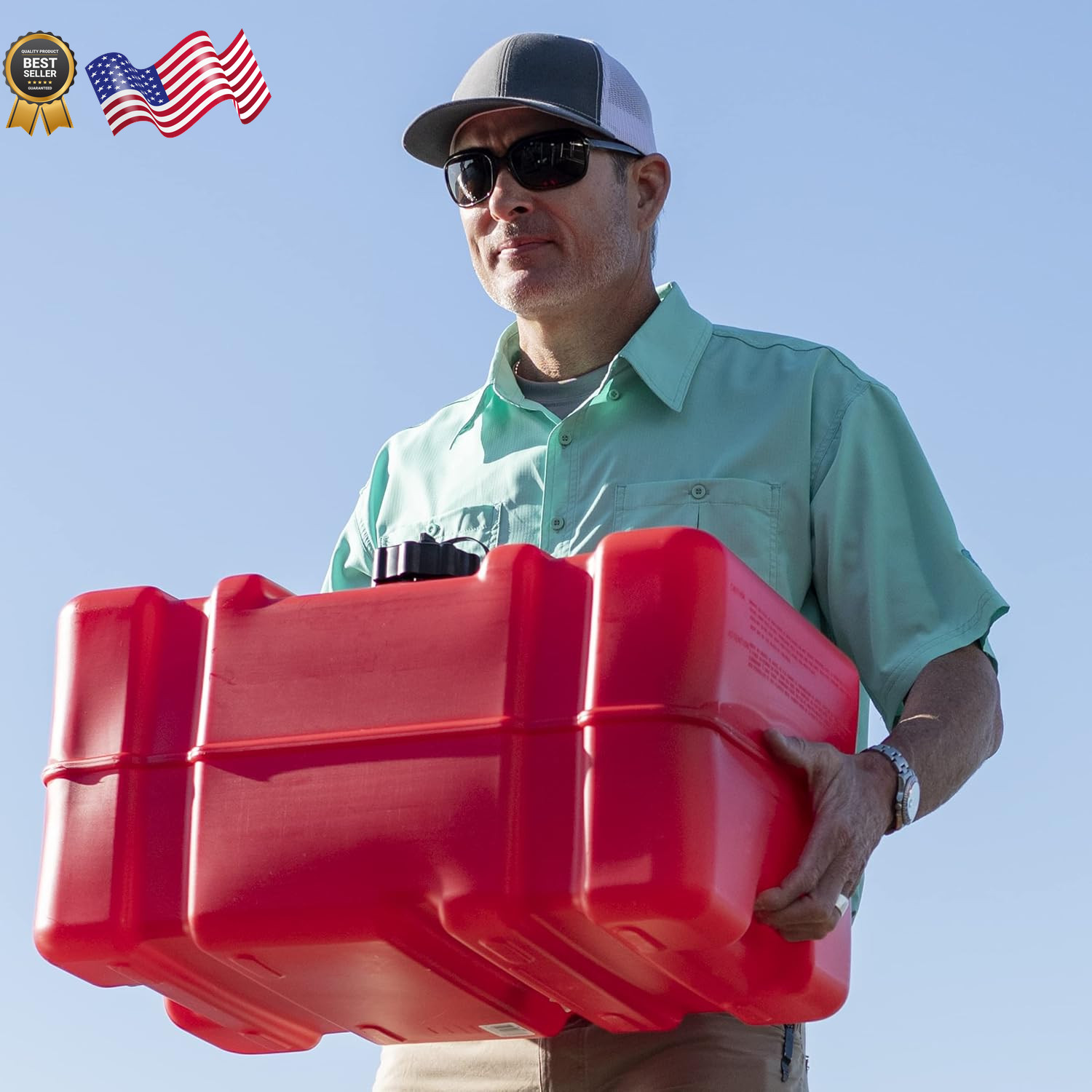 Marine Boat Fuel Tank Gas Can Storage Tall Profile Container Portable 12 Gallon