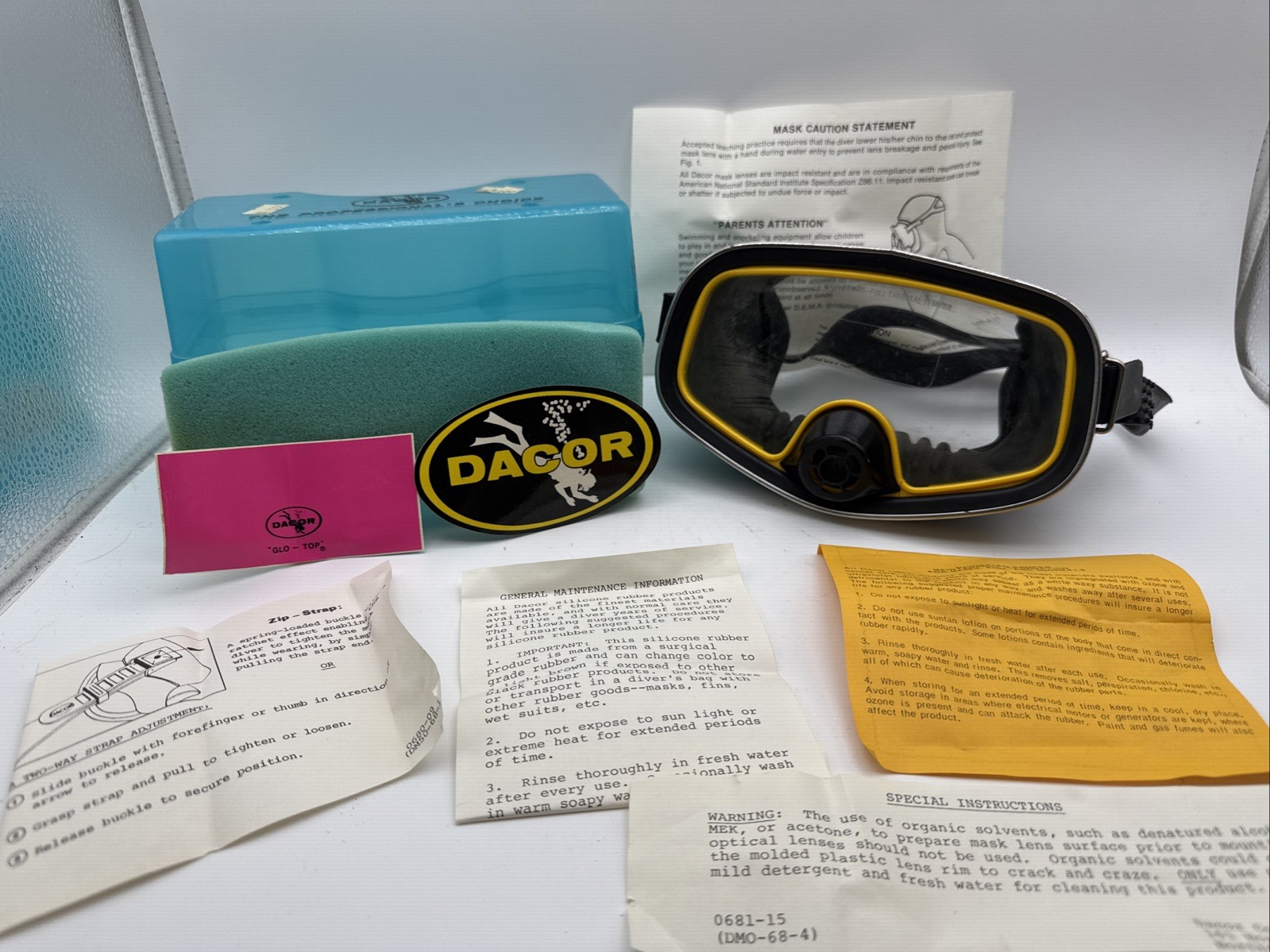 Vintage US Diver CO Pacifica Full Thermal Temper Dive Mask Clear Made in USA