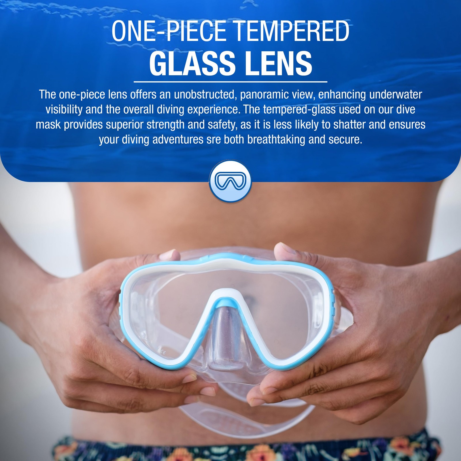Scuba Diving – Tempered Single Lens Glass Anti-Fog Snorkel for Adults with Le…