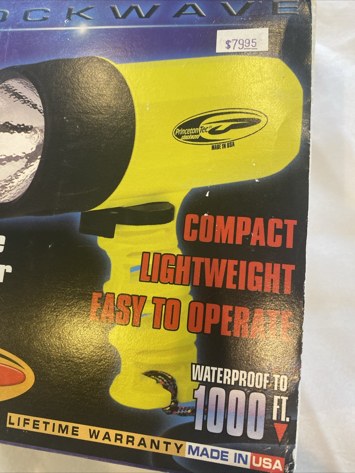 Princeton Tec Shockwave LED Suba Dive FlashLight Compact Waterproof 1000’ Sport