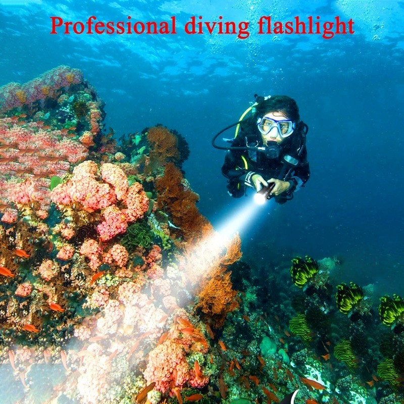 Underwater LED Diving Flashlight 90000lm Waterproof Rechargeable Torch Lamp