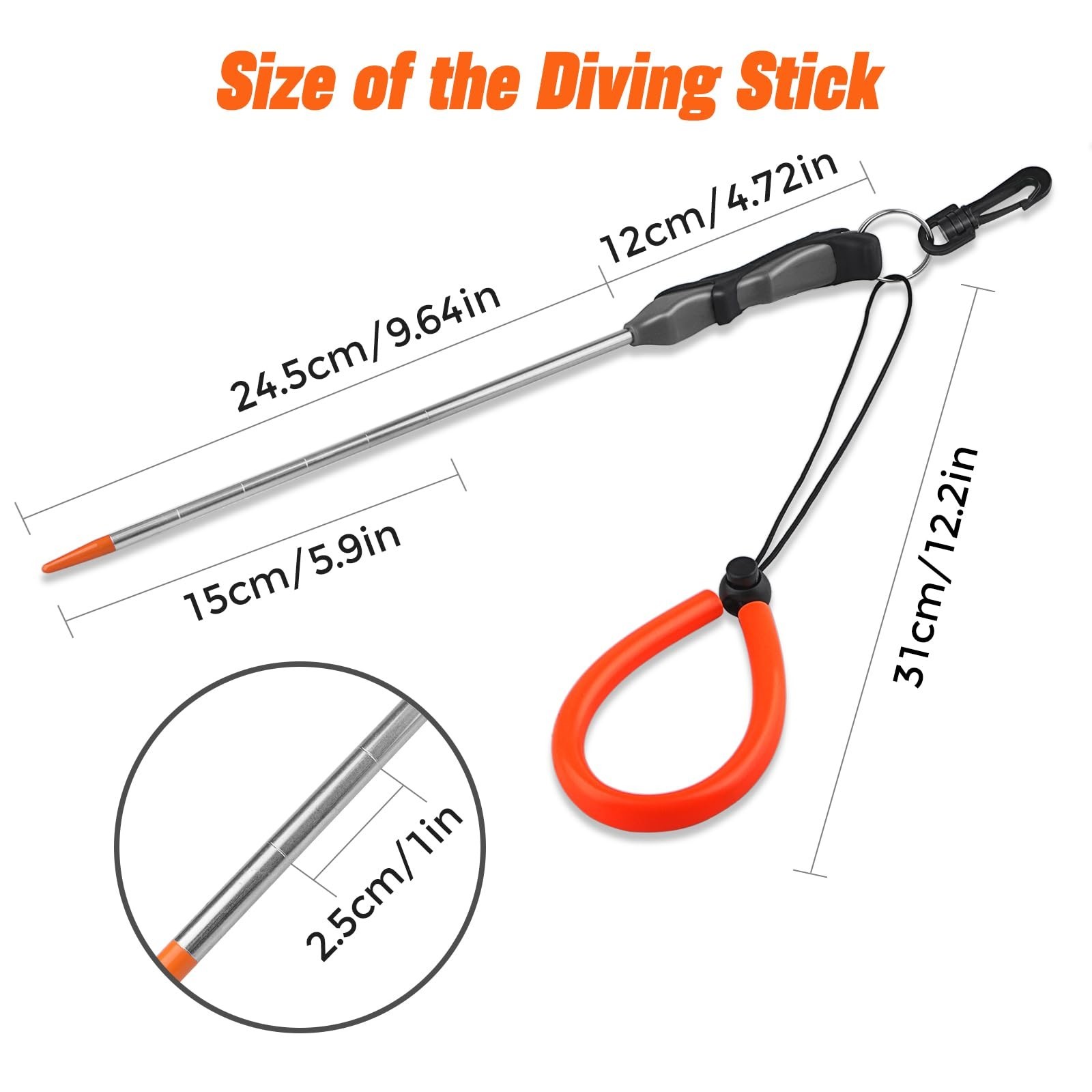 Scuba Diving Stick with Rubber Handle, 14» Aluminium Alloy Lobster Tickle St…