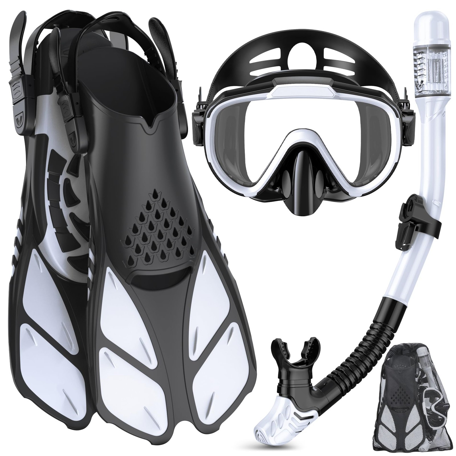 Ubekezele Snorkeling Gear for Adults Men Women,4 in 1 Snorkel Set with Panora…