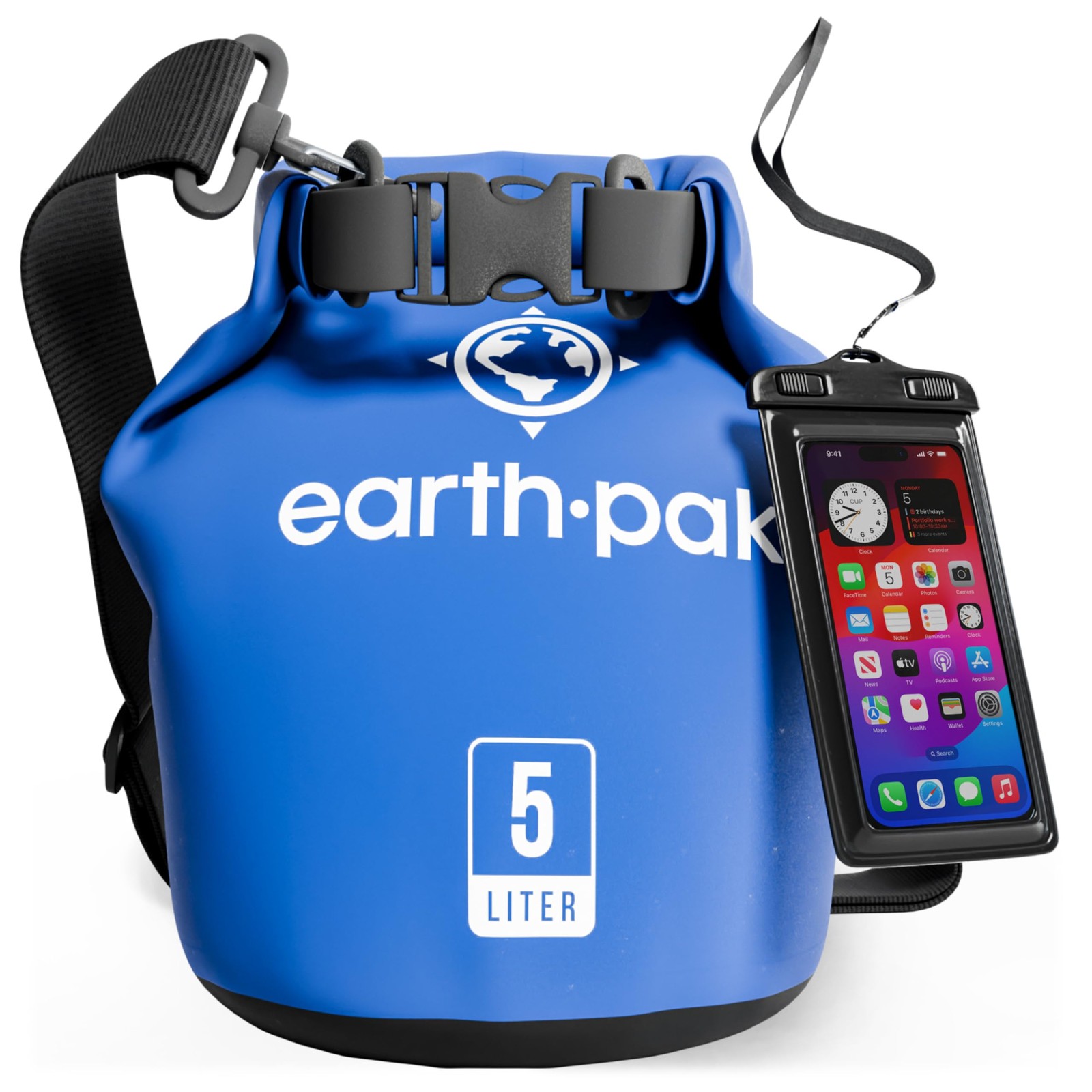 Earth Pak Waterproof Dry Bag – Roll Top Backpack Sack 5L, Blue
