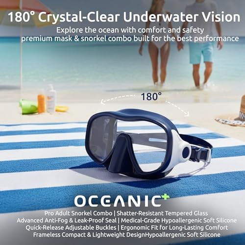 Snorkel Mask for Adults, Frameless Single Lens Dive Mask with Tempered Glass,