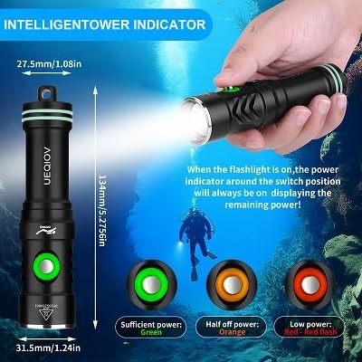 DQ-300 Scuba Diving Light, 4000 Lumens Super Bright Flashlight with 4 Degrees…