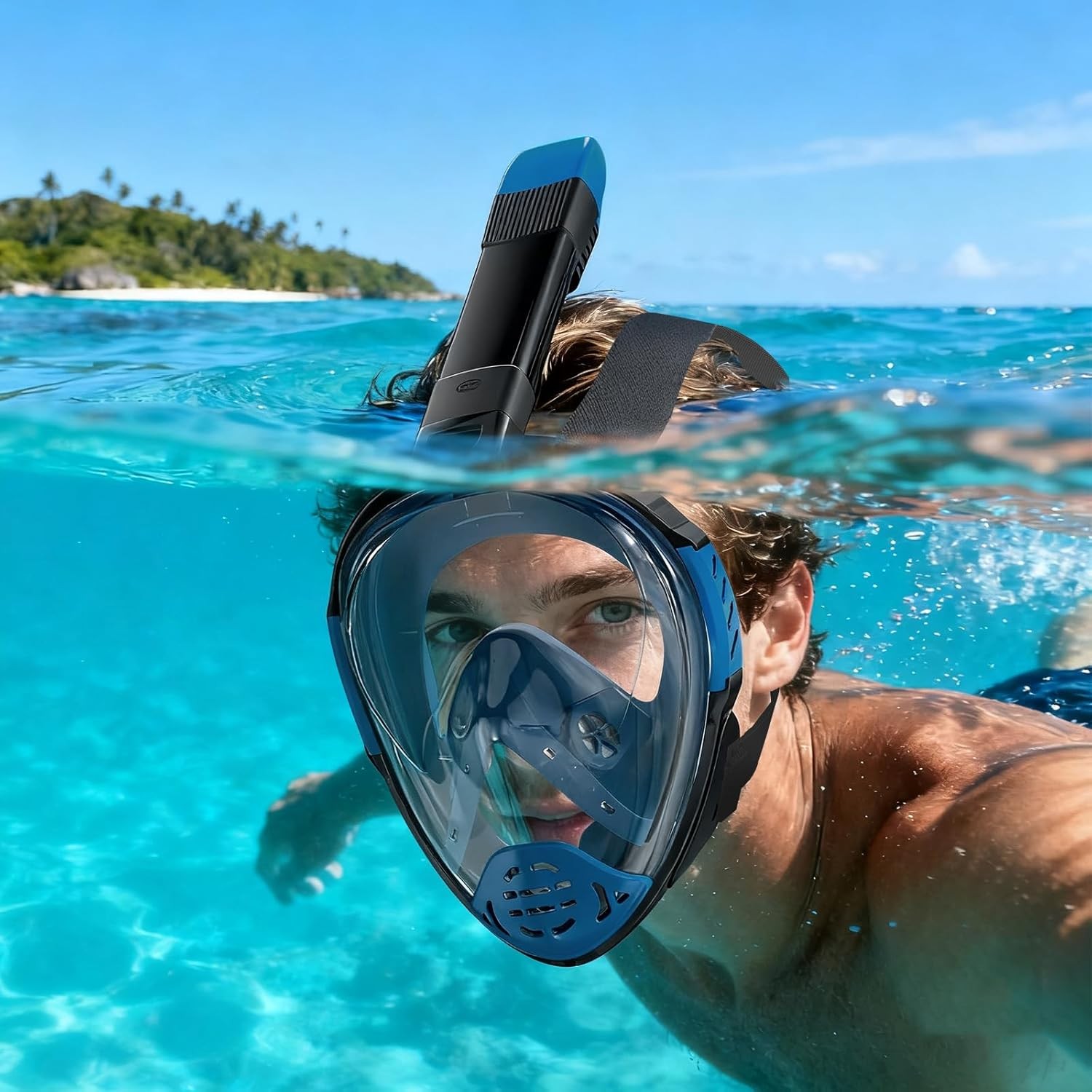 Full Face Snorkel Mask, Snorkeling Gear for Adults, Scuba Mask Diving Dry Top Sn