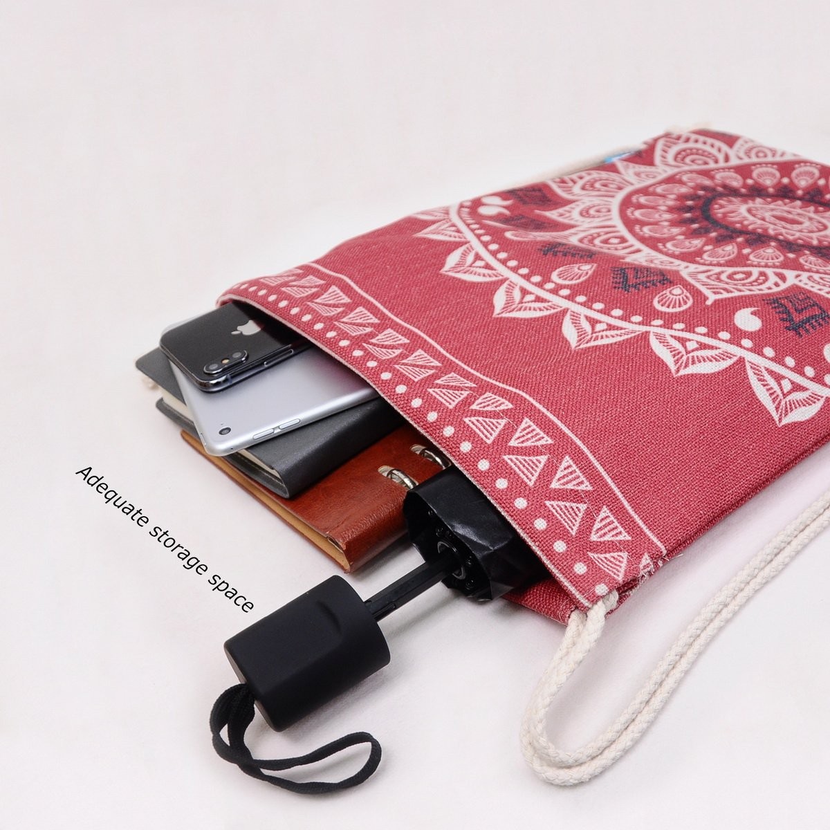 Miomao Drawstring Backpack Gym Sack Pack Mandala Style Large, Flame Scarlet