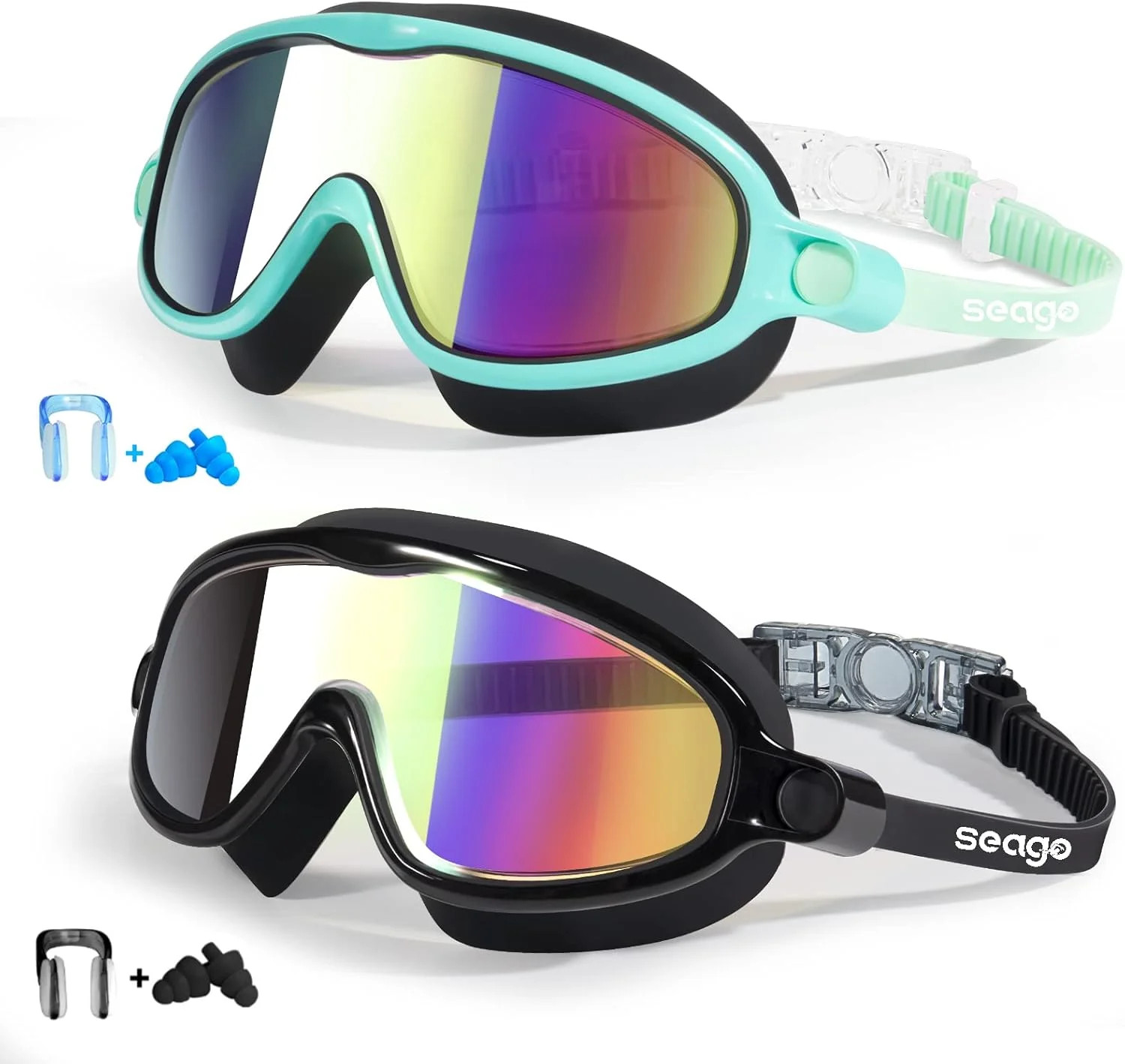 Seago Kids Swim Goggles 2 Pack – Anti-Fog, Anti-UV, Ages 3–14