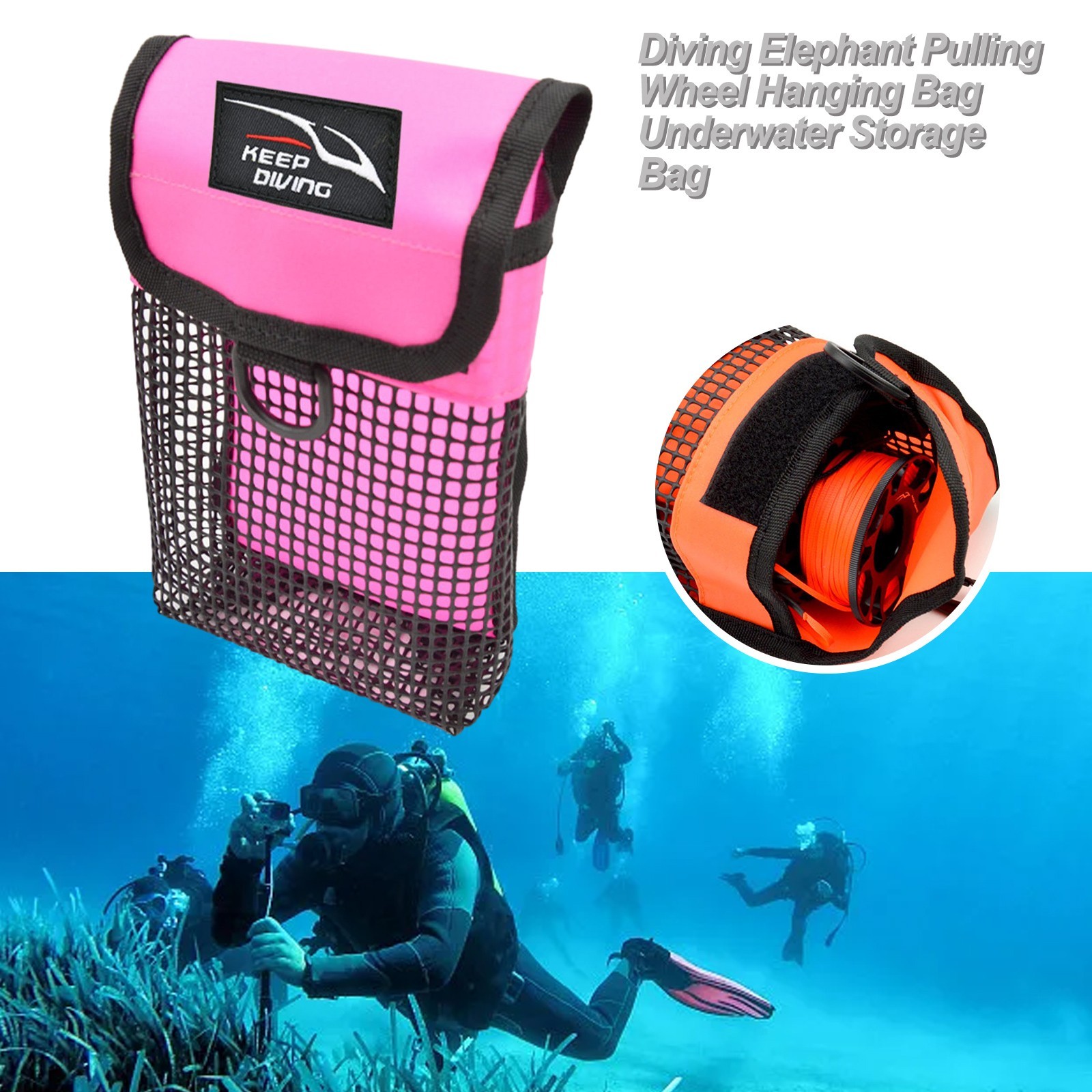 Scuba Diving Bag 20*13*6cm 210D Coated Nylon Cloth Black Fluorescent Green