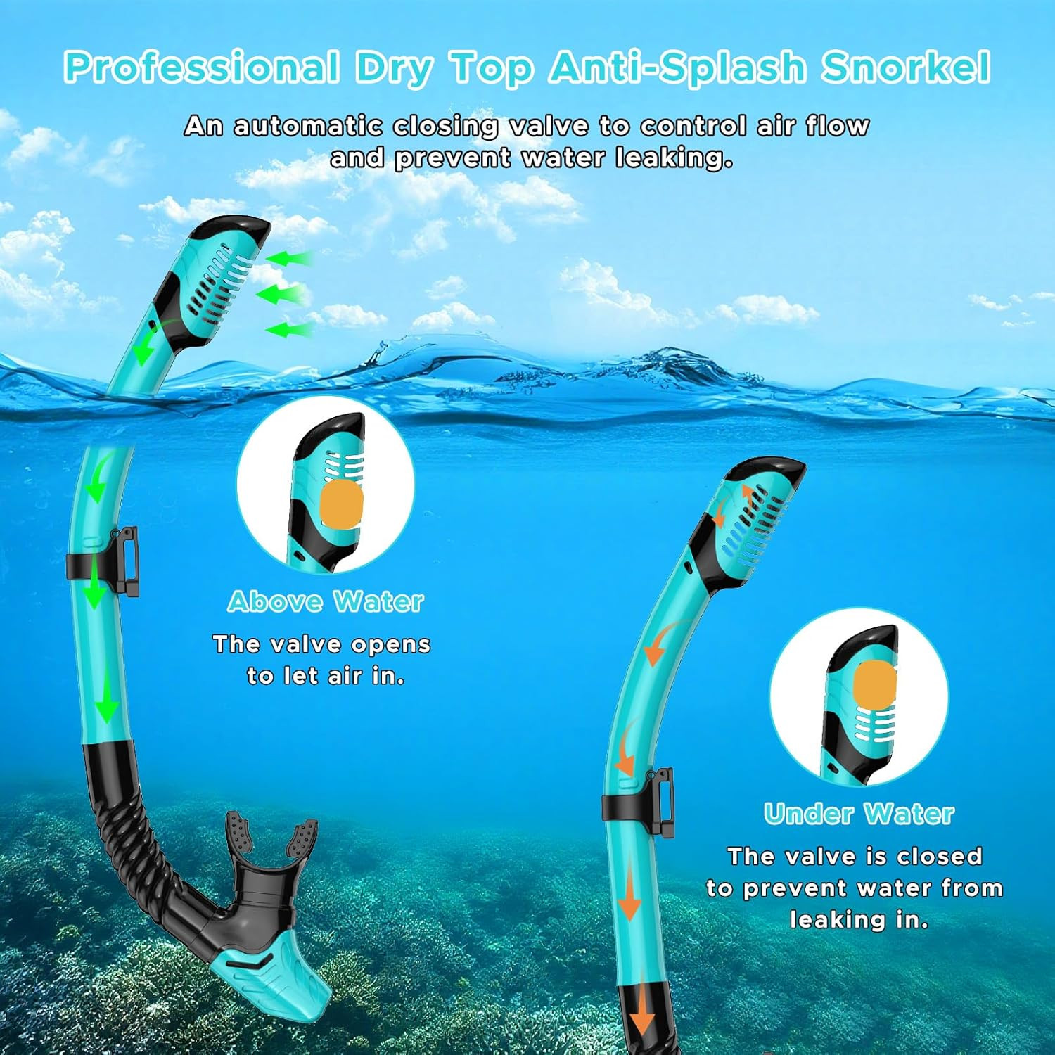 2 Pack Snorkeling Gear for Adults, Dry Snorkel, Mask Set Adult, Diving Scuba Mas