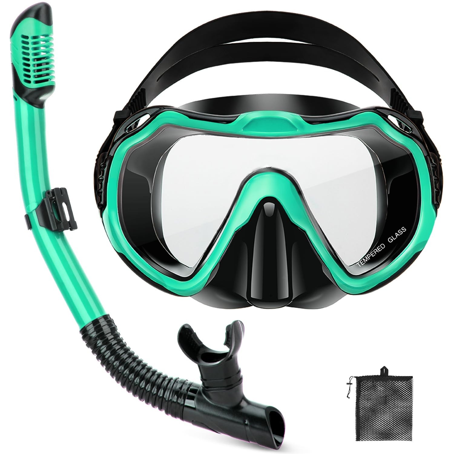 PIYAZI Snorkeling Gear for Adults, Adult 1 Set, Malachite Green (1 Set)
