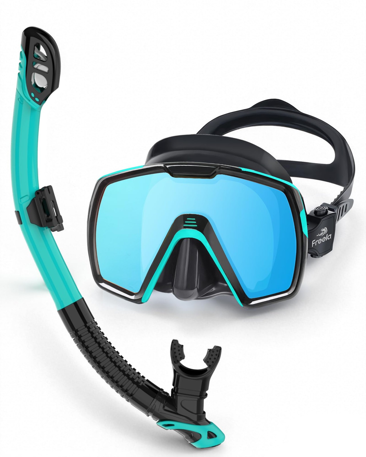 Freela Adult Dry Snorkel Set Scuba Diving Mask with Nose Cover, Safety Temper…