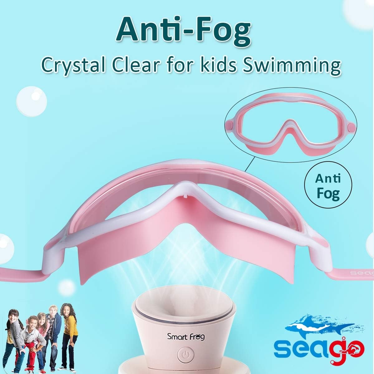 Seago Swim Goggles 2 Pack Anti-Fog Anti-UV Wide View Light Green & Pink