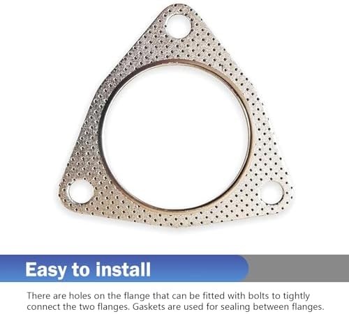 2 PCS Exhaust Gasket, 2.5″ Three-Bolt Exhaust Flange Gasket, Durable Catalytic C