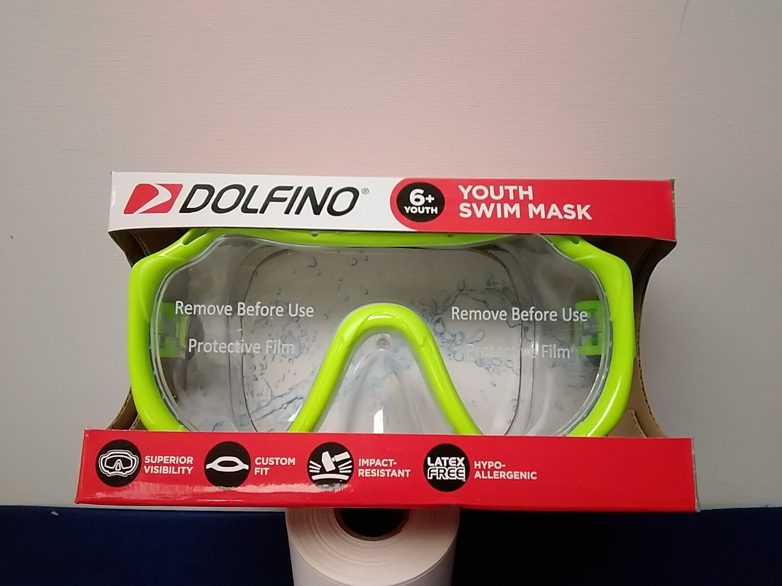 Dolfino Mask Green Ages 6+ Youth Impact Resistant, Latex Free, Custom Fit
