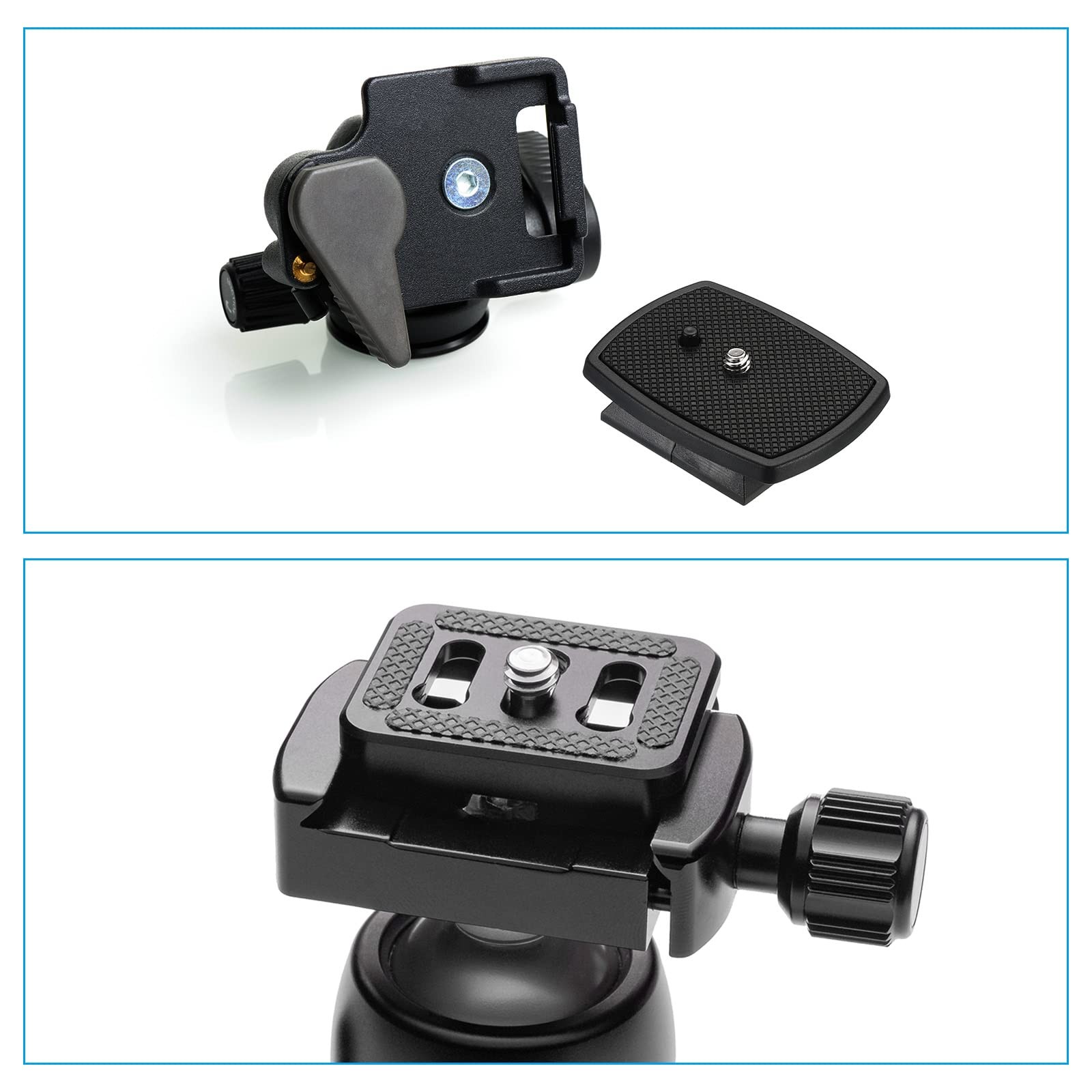 PATIKIL Tripod Quick Release Plate, 43mm 2 Pack Camera Adapter Black