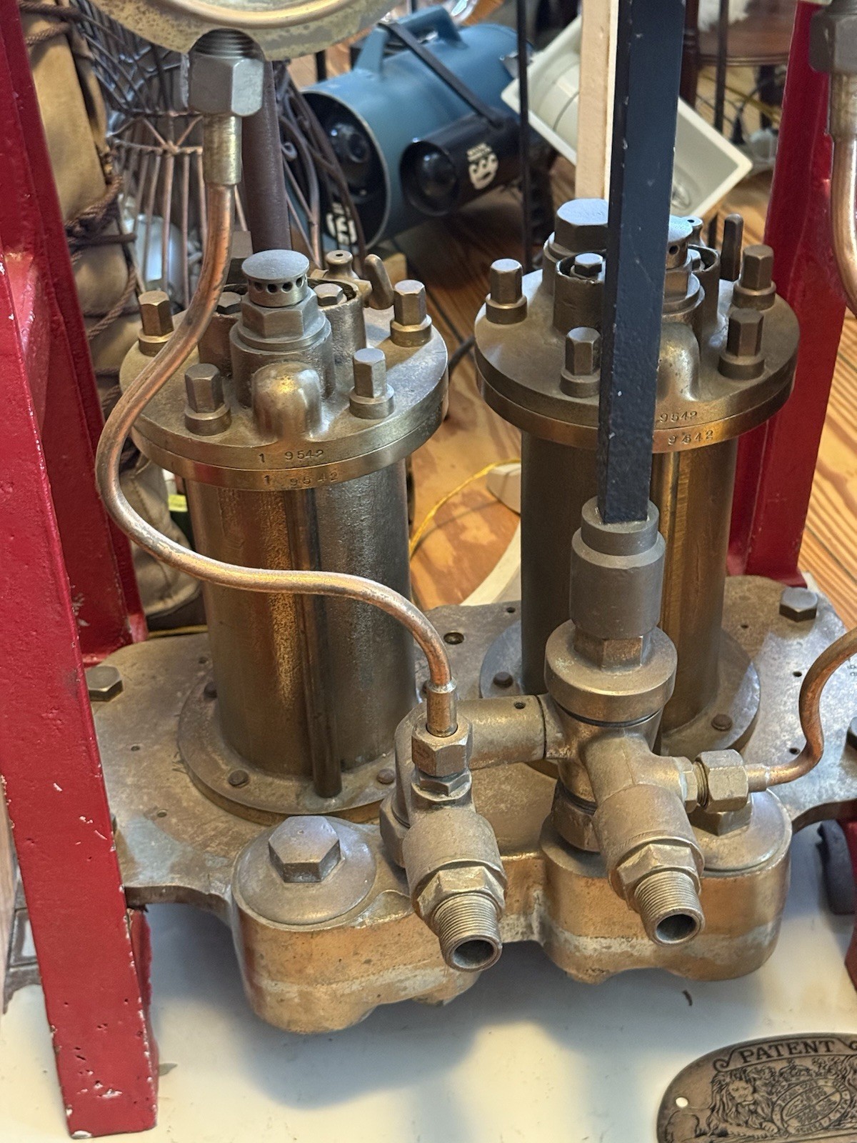 Antique Commercial Diving Helmet Air Pump 2 Cylinder SIEBE GORMAN & Co. Vintage