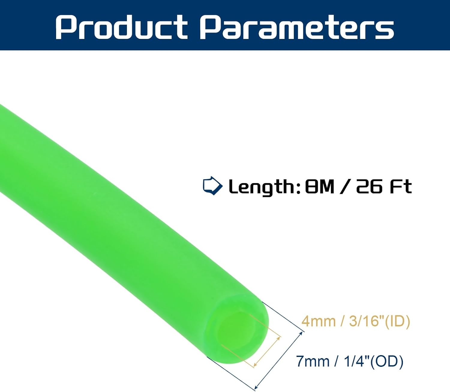 PATIKIL 26 Ft(8M) Fluorescent Green Latex 4mm ID x 7mm OD,
