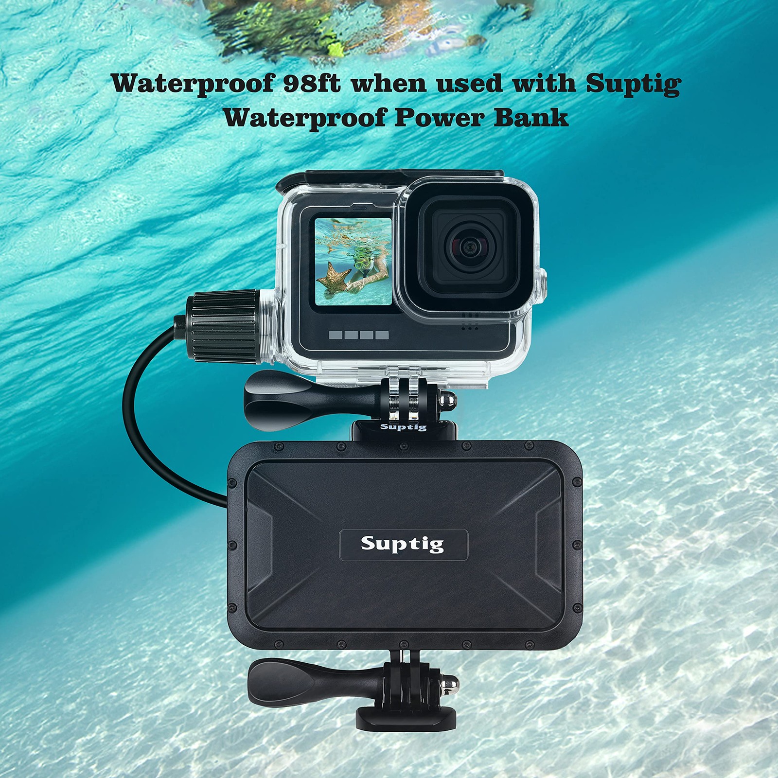 Suptig Waterproof Case, Underwater Diving Case Protective Black