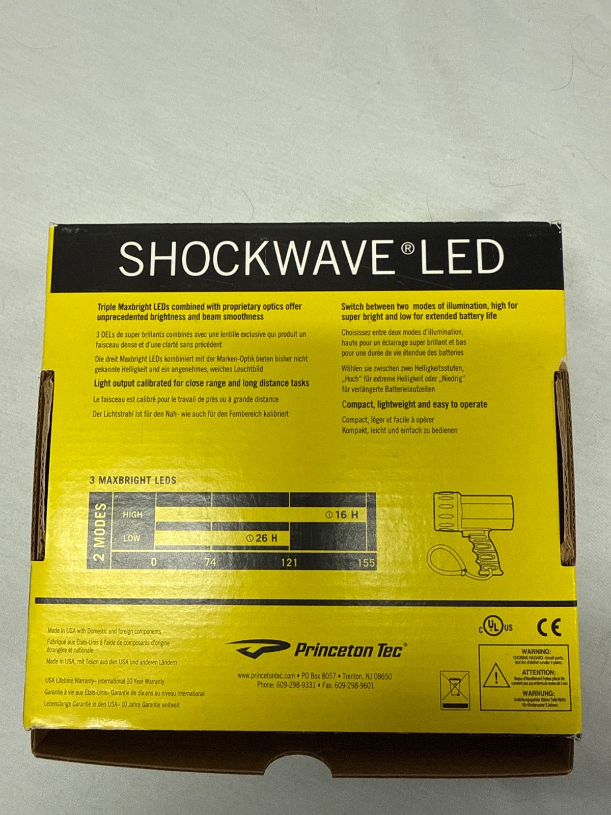 Princeton Tec Shockwave LED Scuba Dive Light 400 Lumens 3 LED, 0383