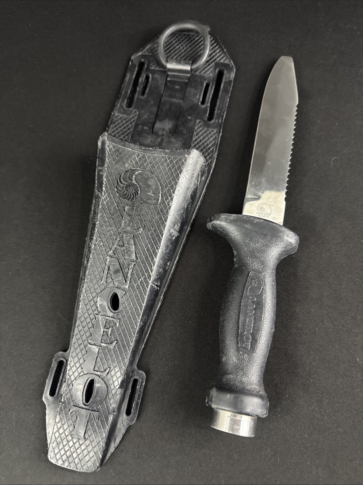 Lancelot No. 3673 Vintage Dive Knife Japan w/ Sheath Stainless Steel