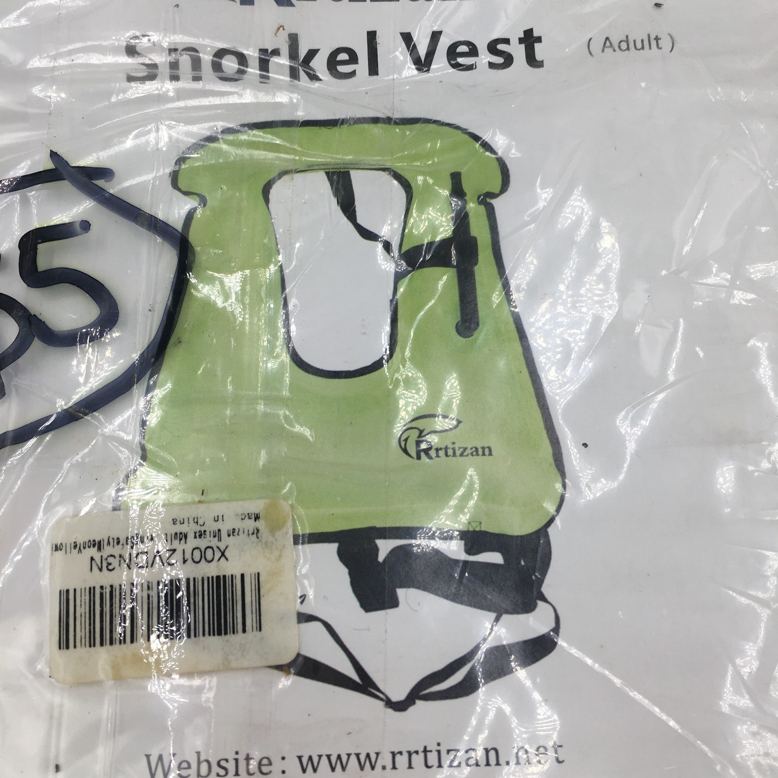 Rrtizan Snorkel Vest, Adults Portable Inflatable Swim Vest One Size Black Yellow