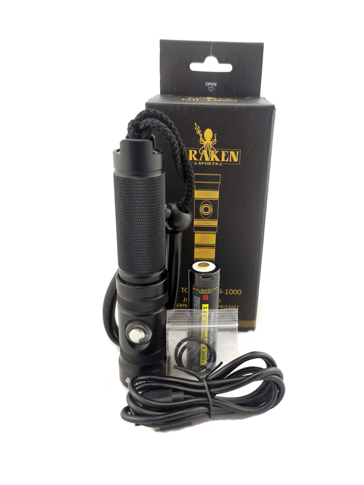 Kraken Sports NR-1000 Back Up Dive Light 1000 Lumens, 330ft/100m Depth Rating,