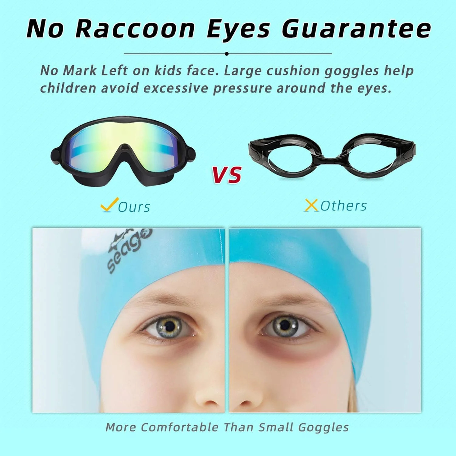 Seago Kids Swim Goggles 2 Pack – Anti-Fog, Anti-UV, Ages 3–14