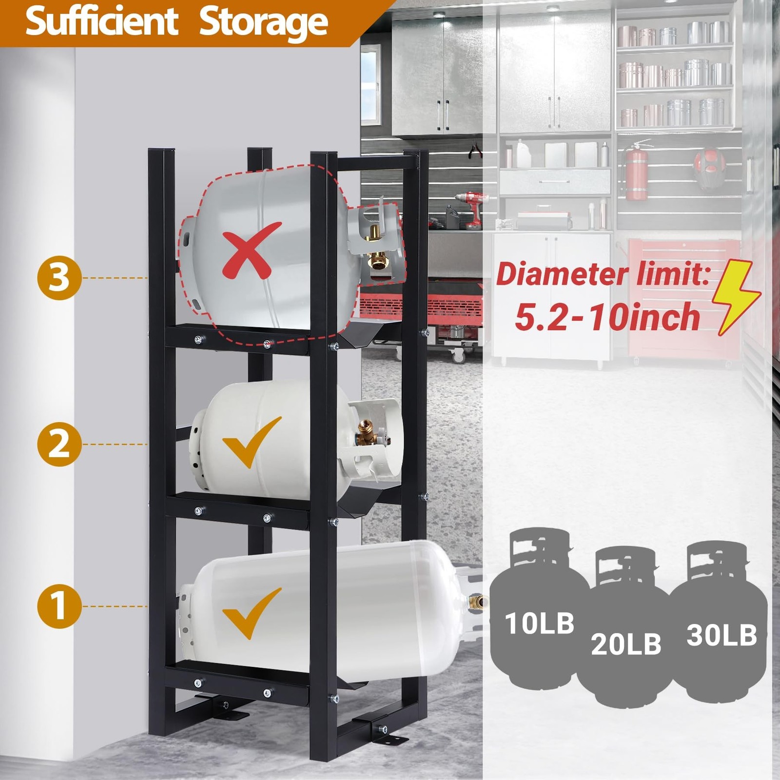 Refrigerant Tank Rack 3x30lb, Stable Refrigerant Cylinder Tank Rack… Fast Ship