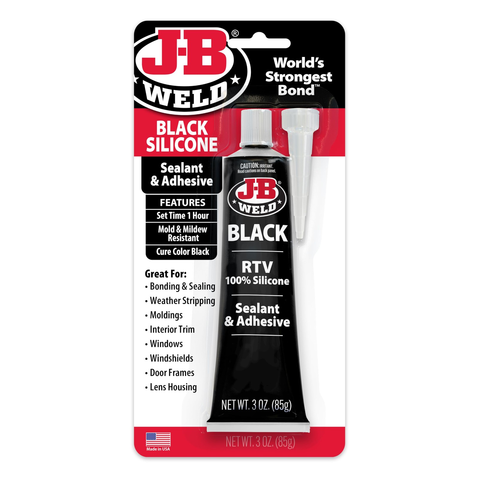 J-B Weld 31319 Black RTV Silicone Sealant and 3 Ounce (Pack of 1),