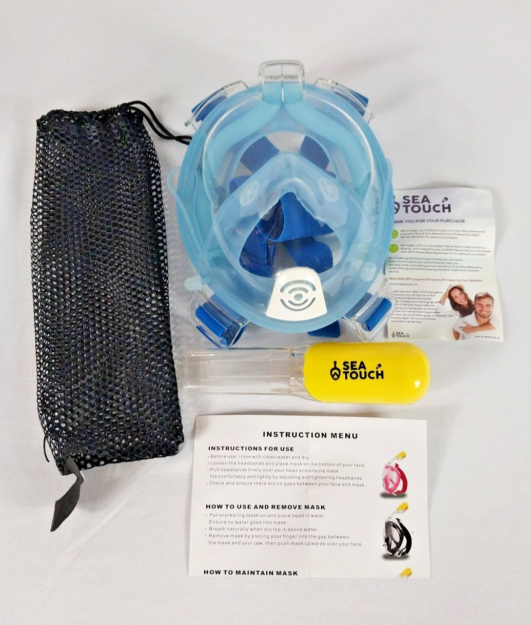 Sea Touch Full Face Snorkel Mask + Riffe 2mm Neoprene Dive Gloves Med Bundle