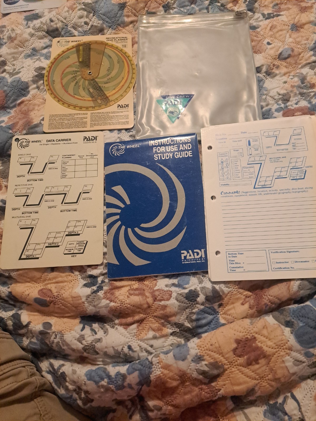 PADI The Wheel & Table Recreational Scuba Dive Planners & Instruction Booklet