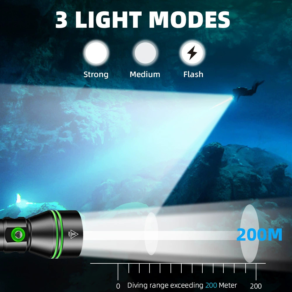 300000LM Diving Flashlight P70 LED Scuba Underwater Fishing Hunter Dive Torch