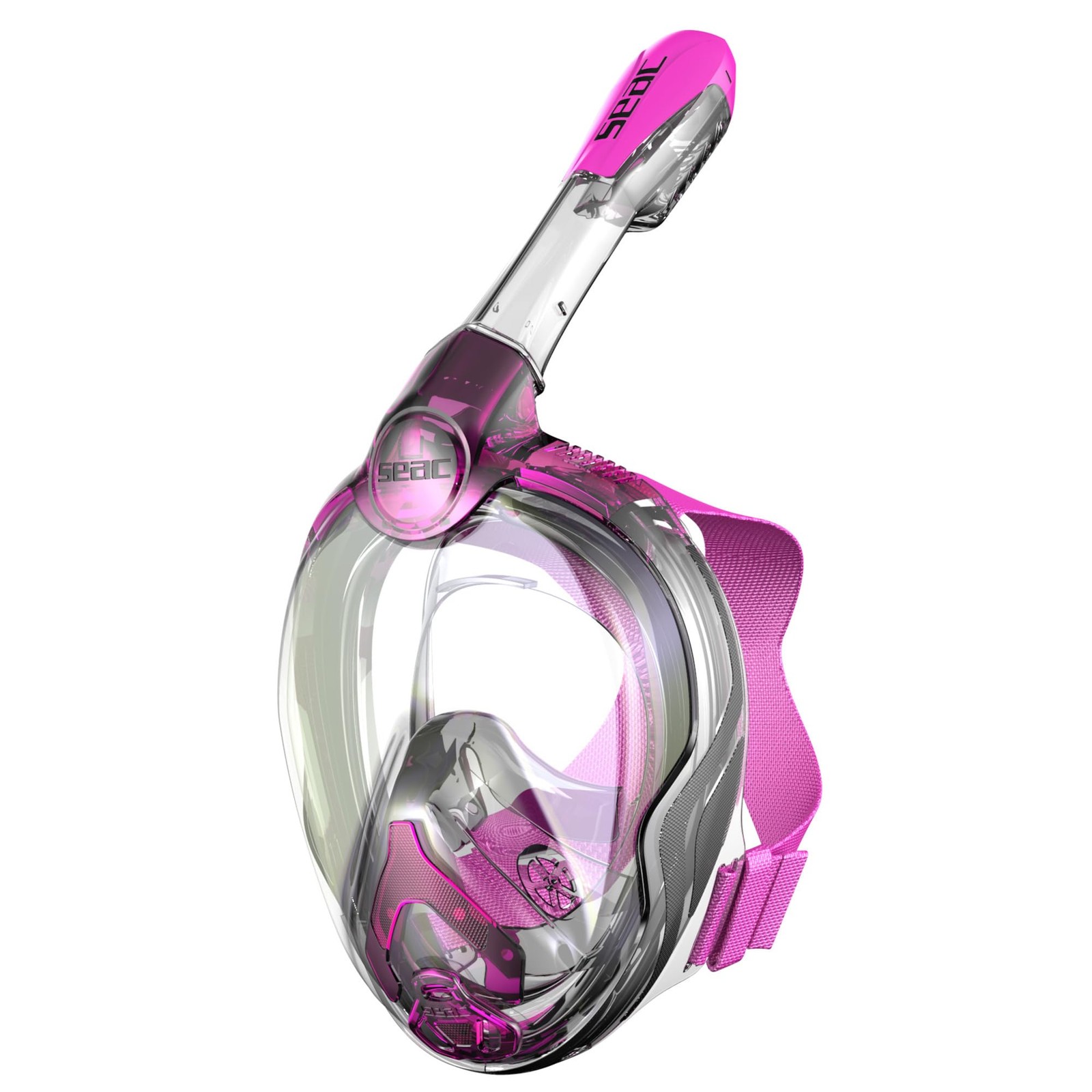 SEAC Face Snorkel Mask Youth Clear Pink Standard Natural Magica Mixed Materials