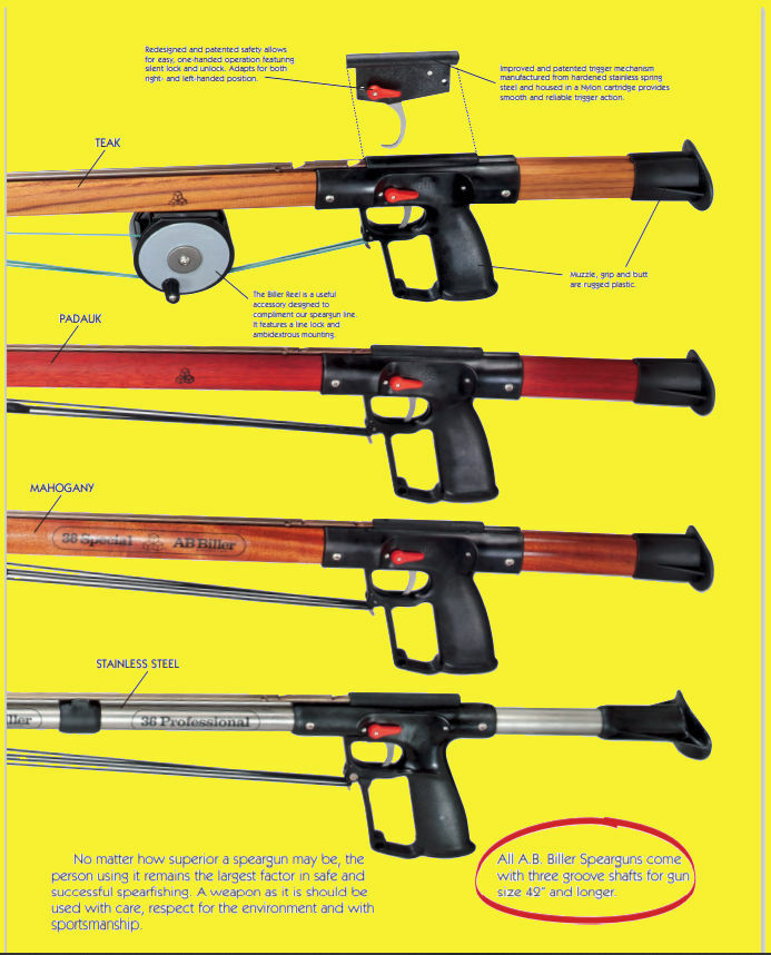 AB Biller Mahogany Speargun Spearfish 32″ Special Spear A.B. wood barrel Scuba