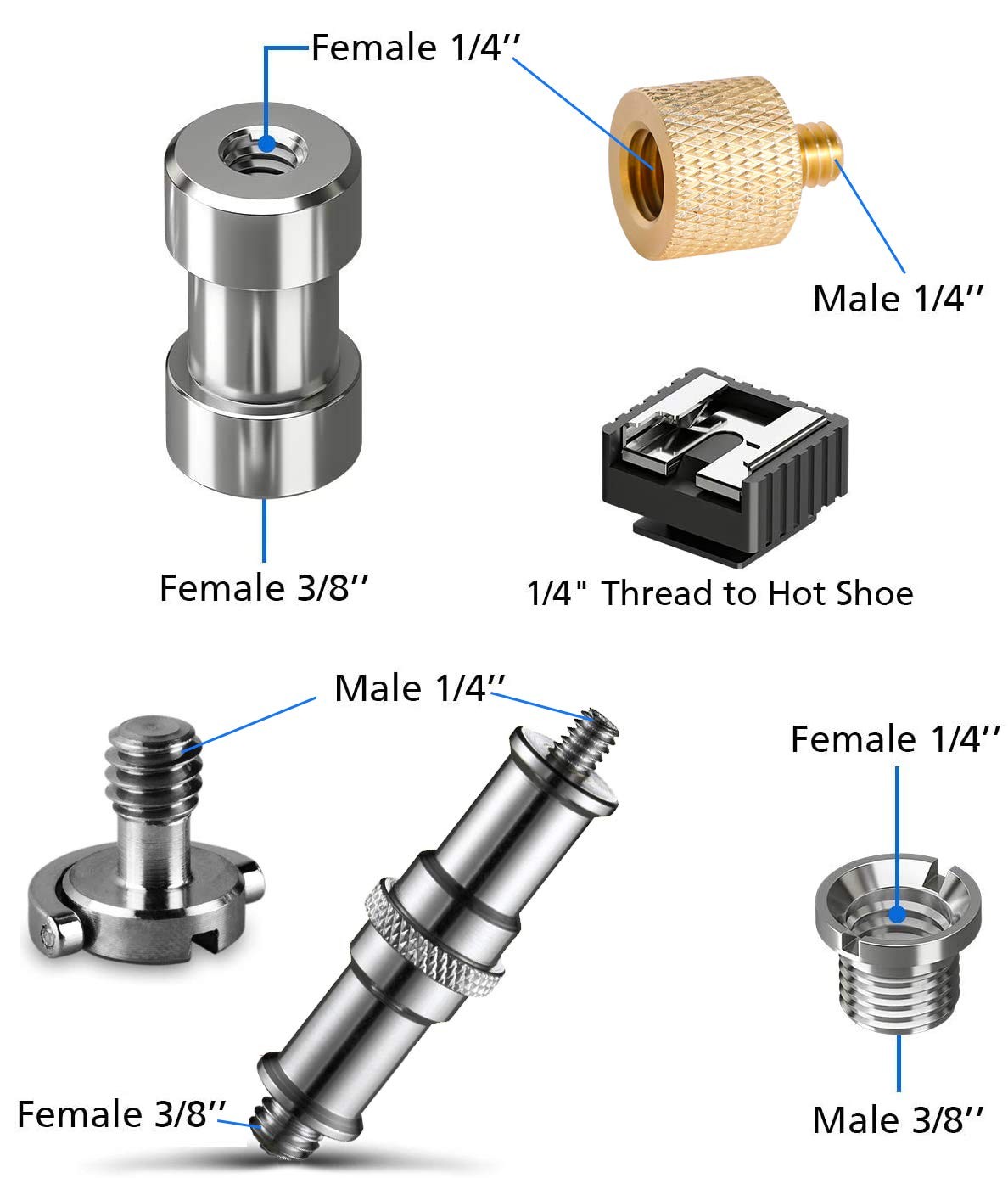 26 Pcs Camera Screws Mount Set 1/4 Inch 3/8 Inch Tripod Adapter Hardware Kit