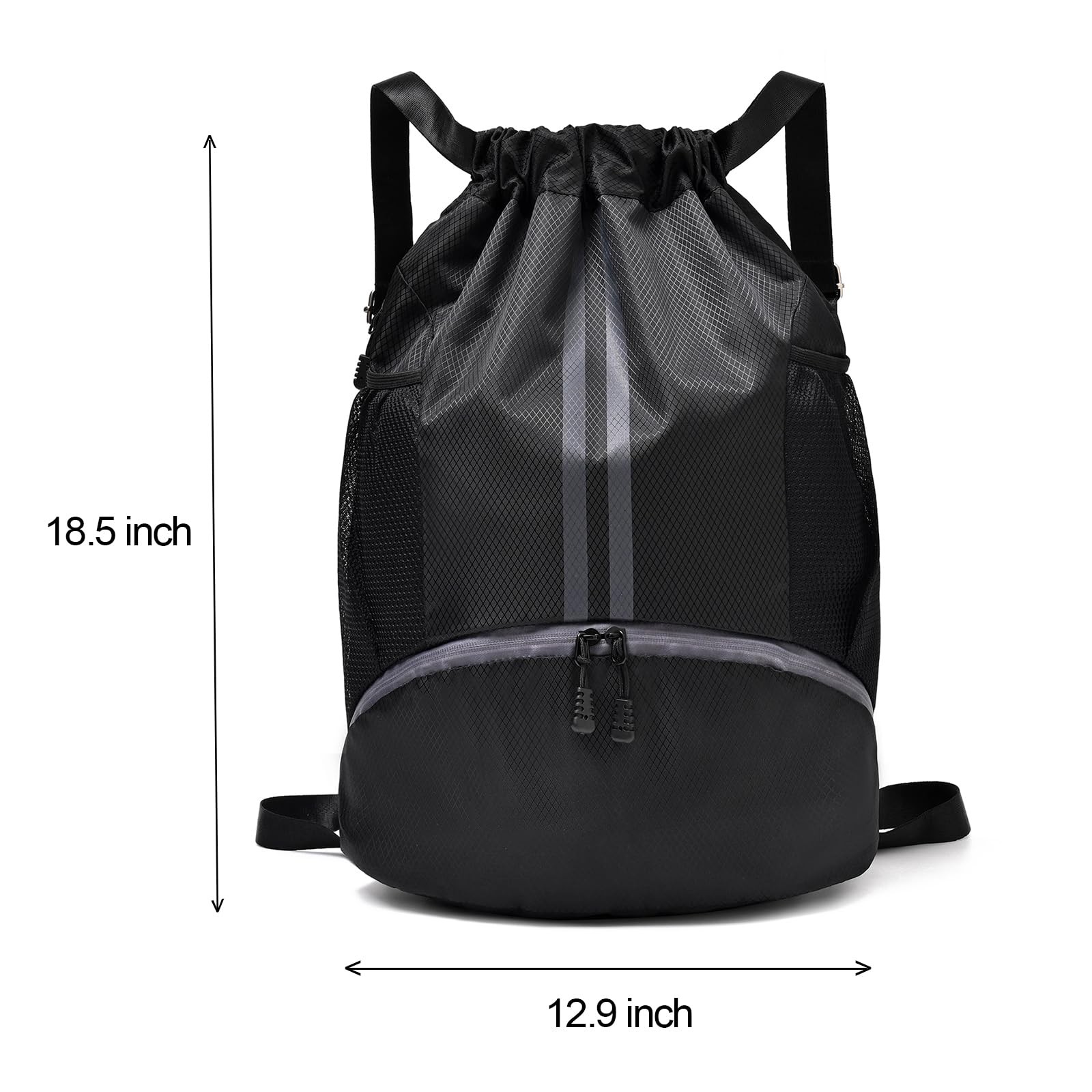LOKAPEGY Black Drawstring Gym Bag for Men, Waterproof Large,