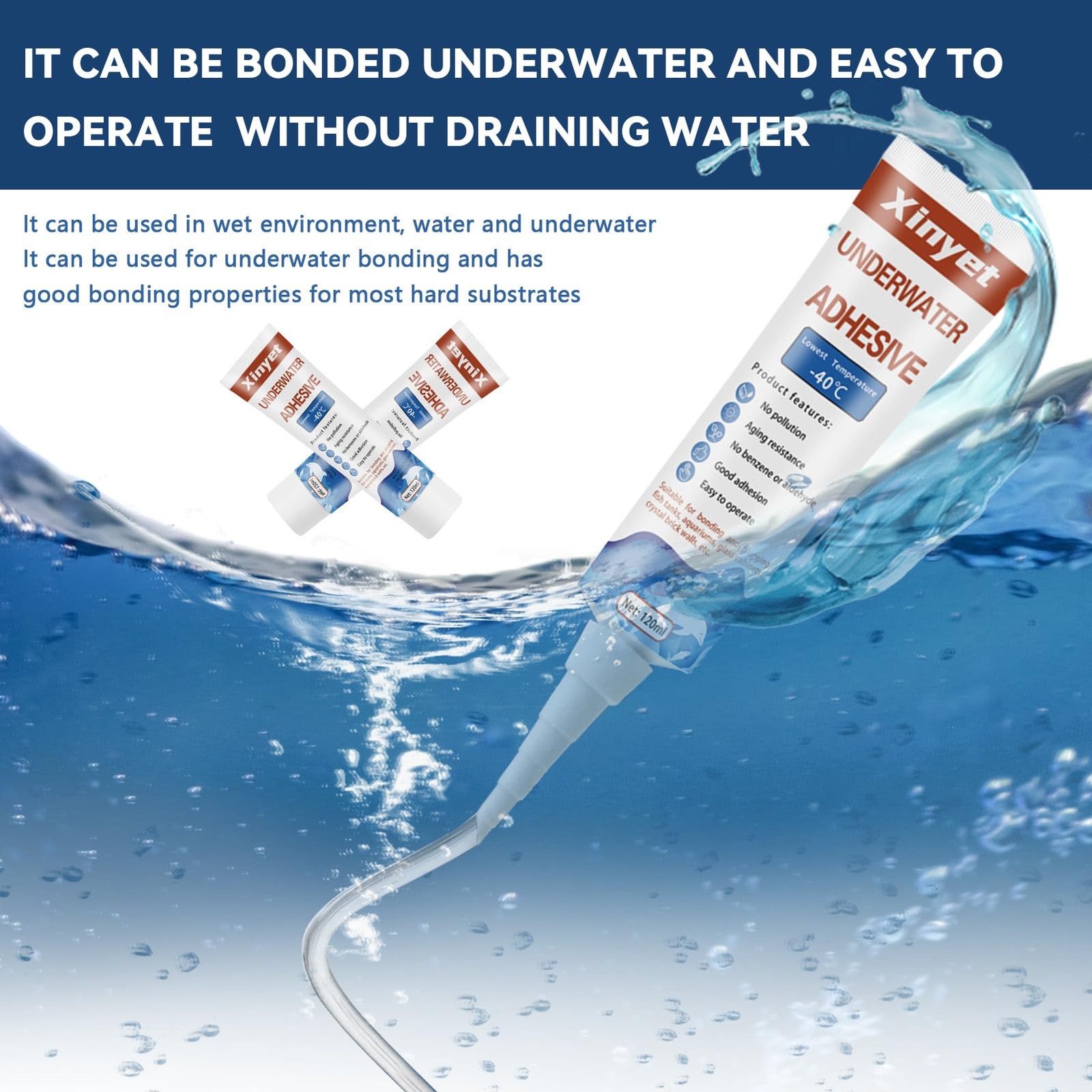 Xinyet 120ml Aquarium Silicone Sealant Clear, Underwater 120 ml, Clear
