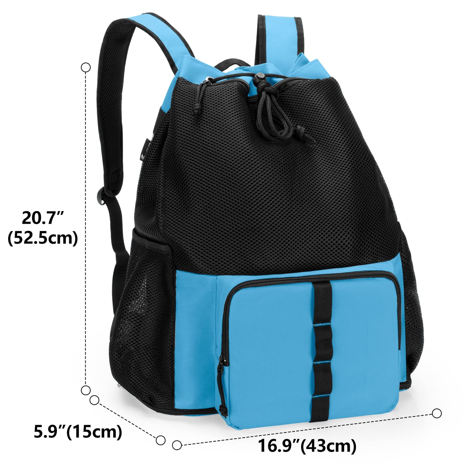 Fasrom Mesh Beach Bag Backpack with Zipper Bottom, Sport Gym X-Large, Blue